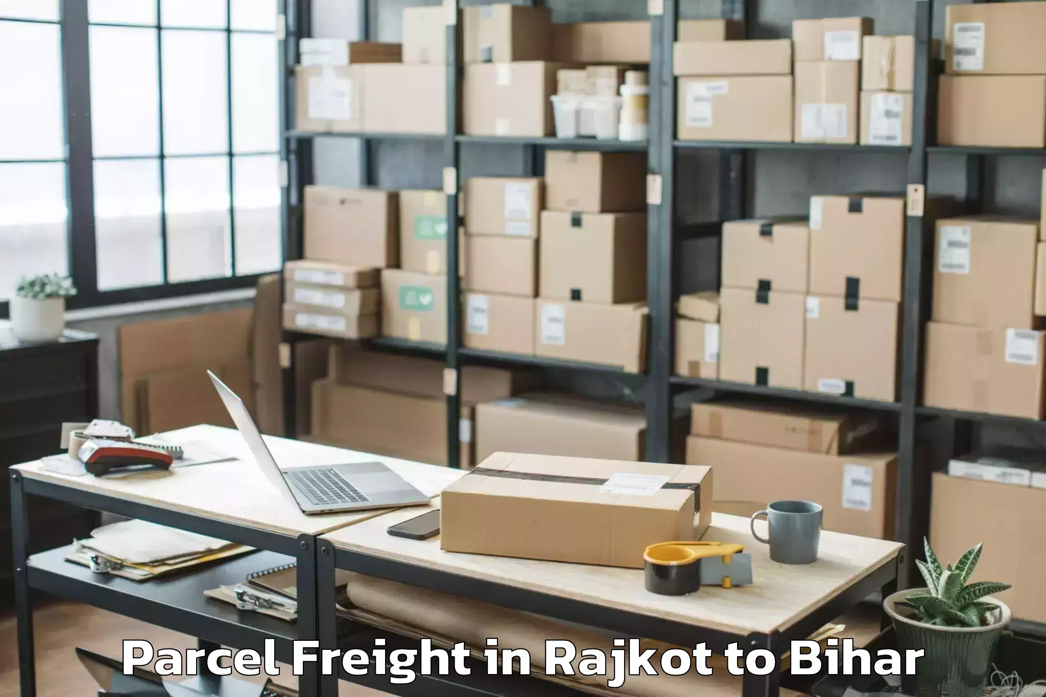 Easy Rajkot to Belaganj Parcel Freight Booking